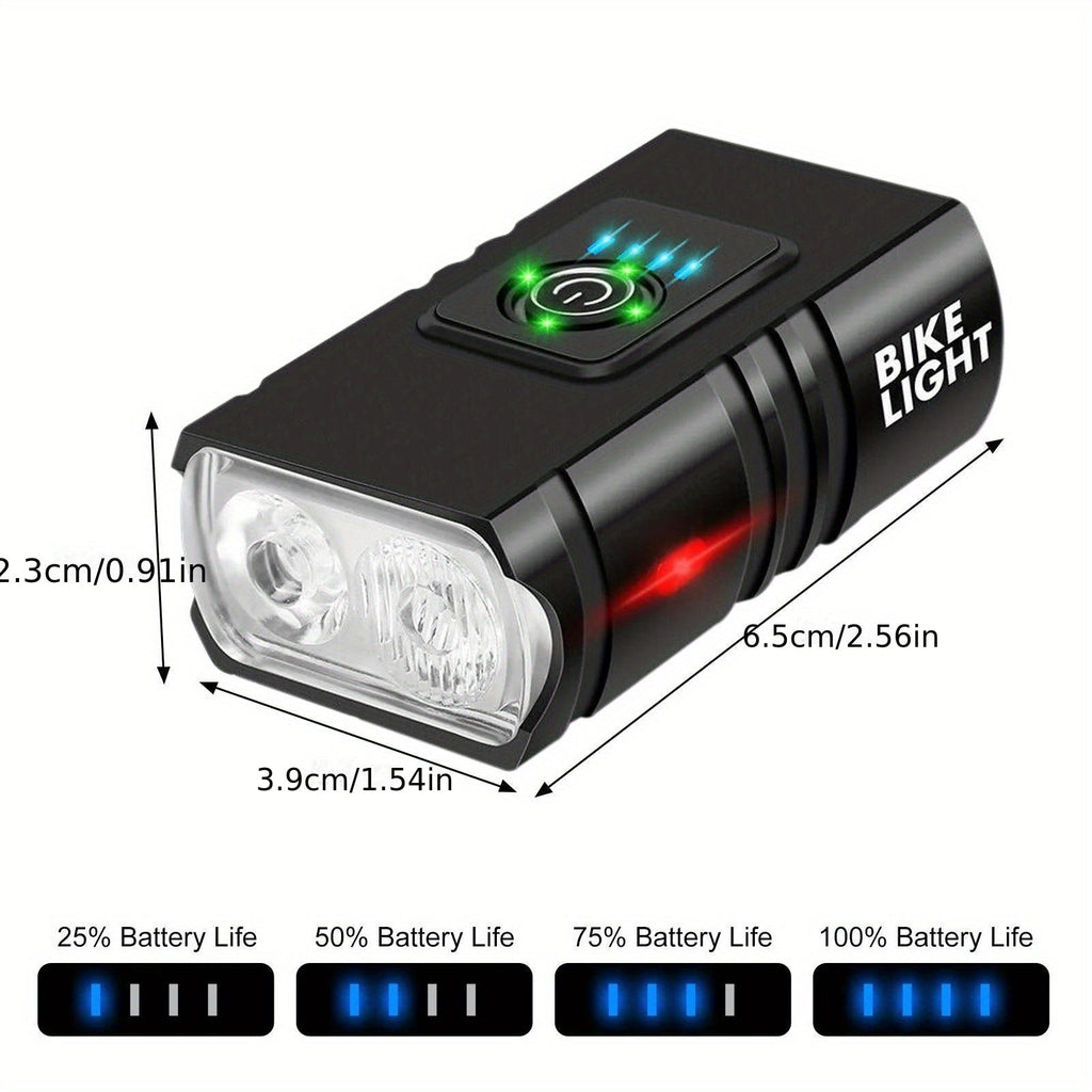 USB Rechargeable LED Bike Light Set with Whistle – 1500 Lumen Front Headlight & Rear Taillight, 6+4 Modes, LED Power Display, Portable Safe Night Cycling Light for Road Mountain Commuter Bike