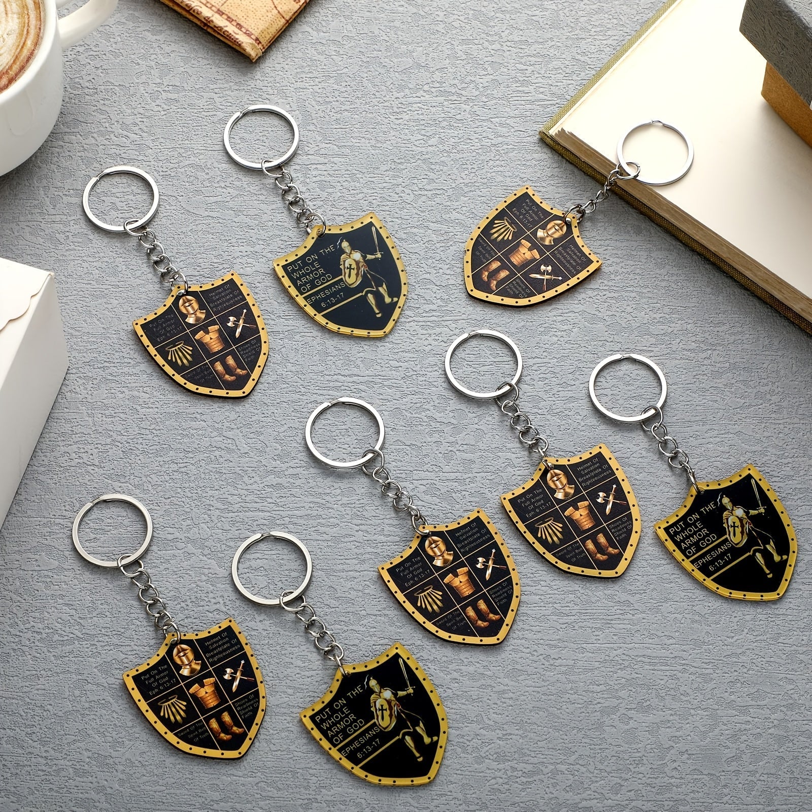 36-Piece Armor of God Christian Bulk Keychains – Put On The Whole Armor of God Ephesians 6:11 Military Knight Acrylic Zinc Alloy Religious Gifts for Men Church Giveaways Party Favors