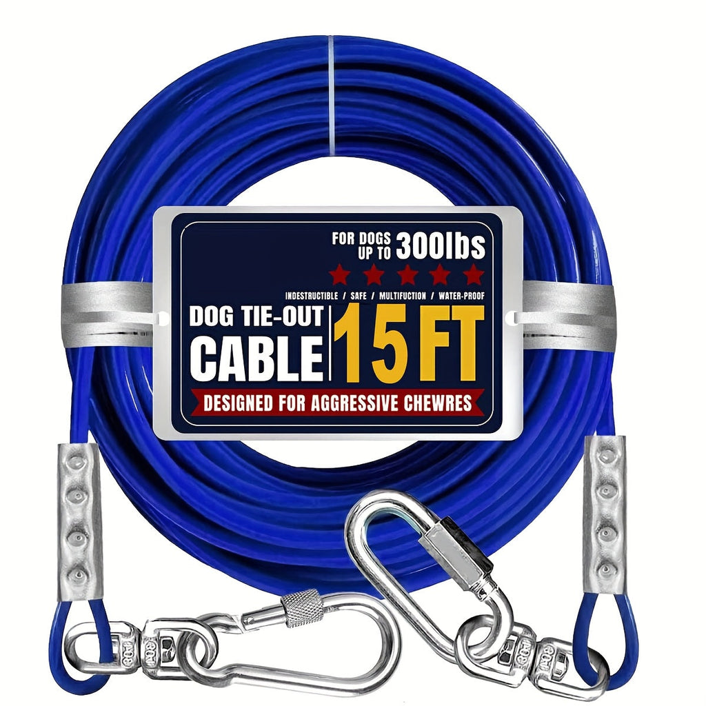 Heavy Duty Dog Tie-Out Cable for Large Dogs Up to 300 LBS Coated Steel Wire Yard Runner Leash with 360 Degree Swivel Hooks Outdoor Dog Run Cable for Backyard Camping in Blue Magenta Black S M L
