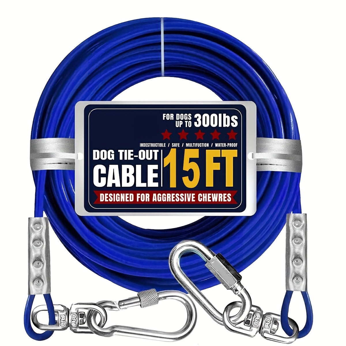Heavy Duty Dog Tie-Out Cable for Large Dogs Up to 300 LBS Coated Steel Wire Yard Runner Leash with 360 Degree Swivel Hooks Outdoor Dog Run Cable for Backyard Camping in Blue Magenta Black S M L