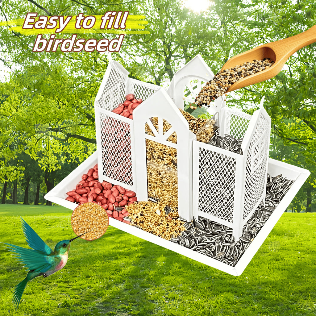 Squirrel Proof Wild Bird Feeder Outdoor – 3-Chamber Metal Mesh Large Capacity Weatherproof Hanging Bird Feeder for Cardinals, Finches & Backyard Birds, Multiple Colors