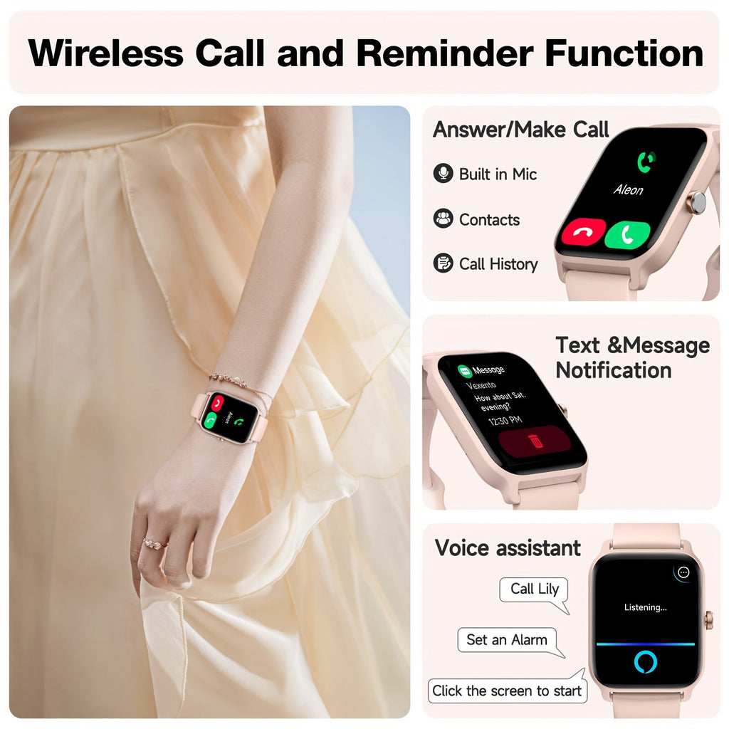 FAWEIO Smart Watch with Alexa & Wireless Calling – 1.8" HD Touchscreen Fitness Tracker, 100+ Sports Modes, Heart Rate SpO2 Sleep Monitor, Compatible with iPhone & Android for Women & Men