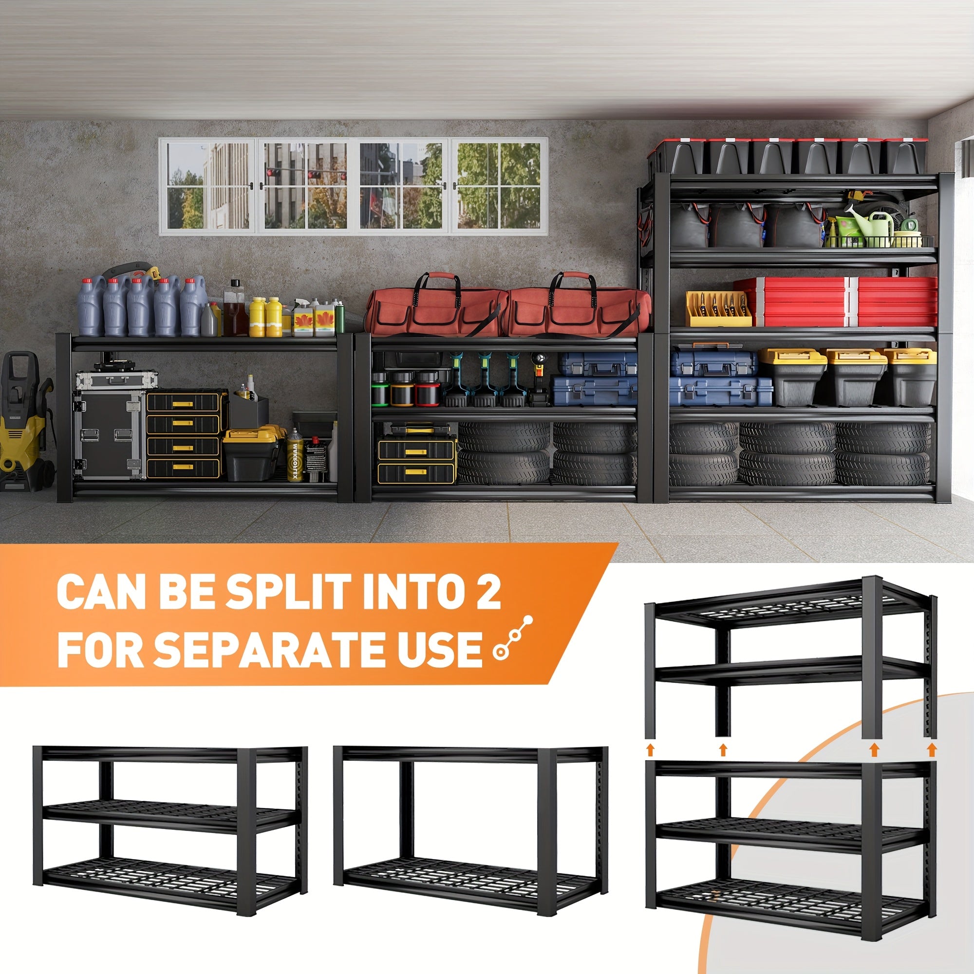 Heavy Duty Metal Shelving Unit 72 Inch 5-Tier Adjustable Garage Storage Shelf 3000LBS Capacity Carbon Steel Rack for Garage Basement Warehouse Pantry Office