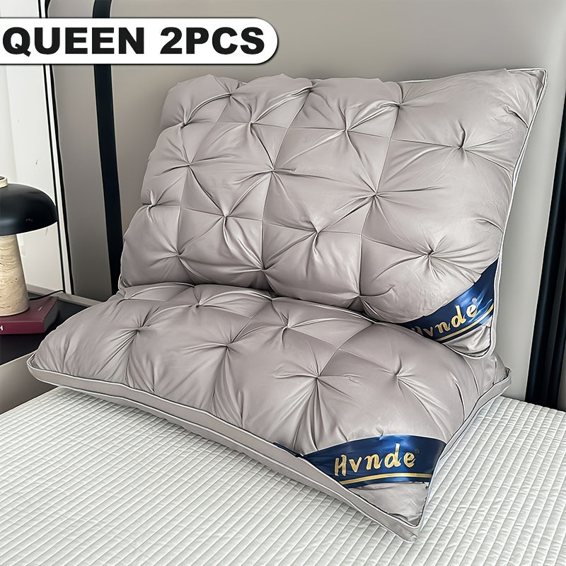 2 Pack Luxury Hotel Quality Bed Pillows – Cooling Deep Sleep Neck Support Non-Collapse Hypoallergenic Polyester Fill Queen King Size White Gray Pink All Season Sleeping Pillow Gift