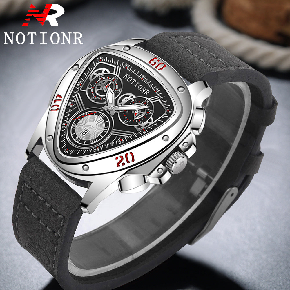 2pcs Men's Watch Set Sports Triangle Dial Silicone Strap and Retro Square Dial Quartz Watches with Date Display Dress Watch for Casual Valentine's Father's Day Gift