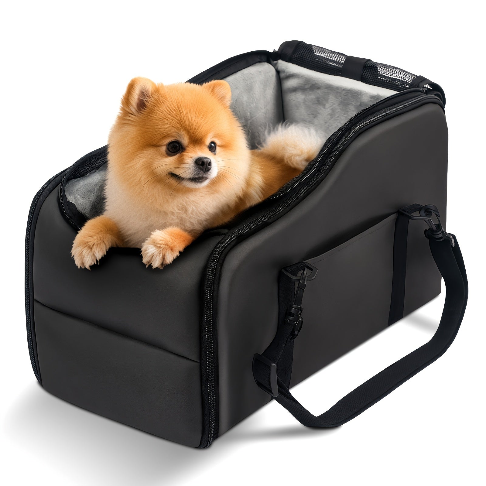 Pet Car Booster Seat with Safety Harness Center Console Dog Car Carrier Nest for Small Dogs Cats Portable Travel Pet Bed Easy-Clean Multiple Colors