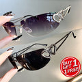 2 Pairs Y2K Retro Rimless Mercury Tinted Sunglasses for Couples – Aesthetic Gradient Lens Matching Glasses for Daily Wear, Photoshoots, Festivals & Gifting in 6 Color Combos
