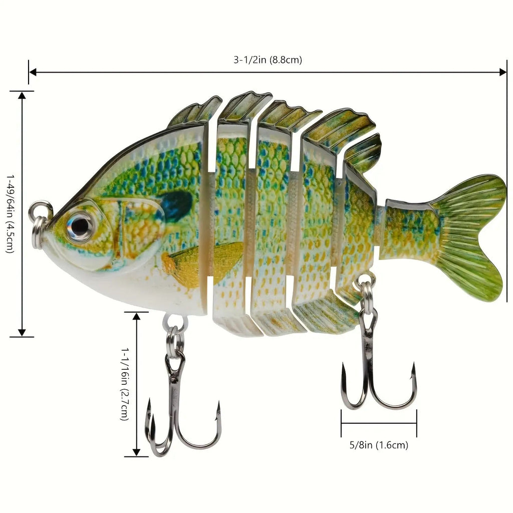 Multi-Joint Swimbait Fishing Lures 4-Pack – Realistic Hard Topwater Perch Bait 3.5" / 0.85oz with Treble Hooks, Lifelike Bluegill & Panfish Lures for Freshwater & Saltwater Bass Fishing
