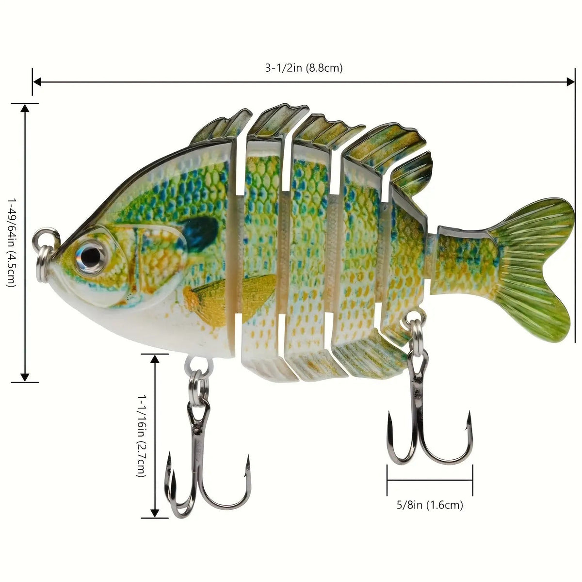Multi-Joint Swimbait Fishing Lures 4-Pack – Realistic Hard Topwater Perch Bait 3.5" / 0.85oz with Treble Hooks, Lifelike Bluegill & Panfish Lures for Freshwater & Saltwater Bass Fishing