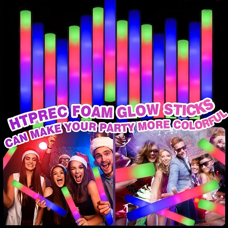 LED Foam Light Sticks Bulk Pack 28 48 or 100 Pieces – 3-Mode Color Changing Flashing Glow Sticks for Glow Parties Weddings Concerts Birthdays Halloween Christmas Camping Cheering Events – Safe for Kids Adults