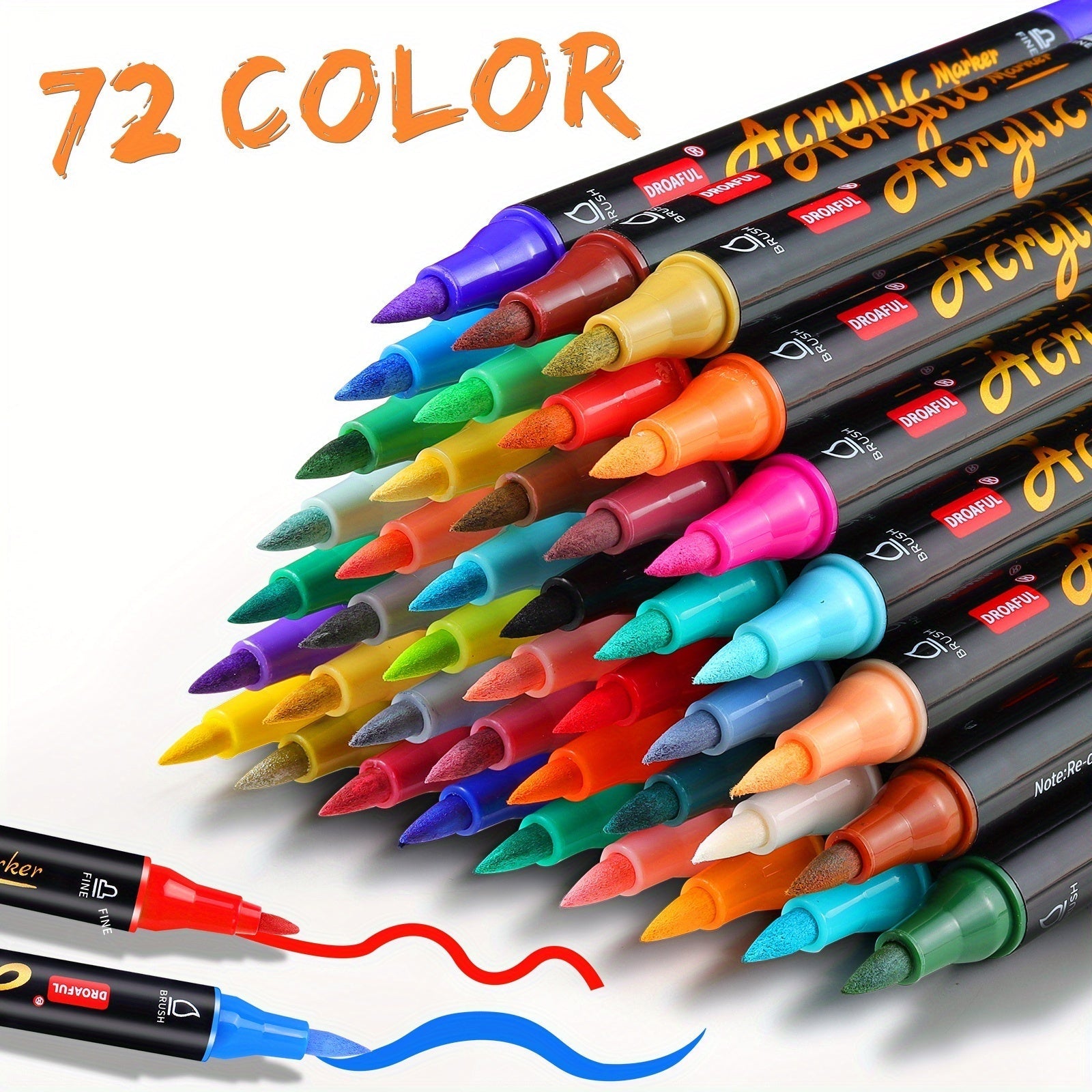 Acrylic Paint Markers 36 & 72 Colors Dual Tip Brush Pens for Rock Painting, Fabric, Metal, Glass, Wood, Canvas, Ceramic & Plastic – Non-Toxic Waterproof Water-Based Paint Pens for Adults Kids DIY Art Crafts