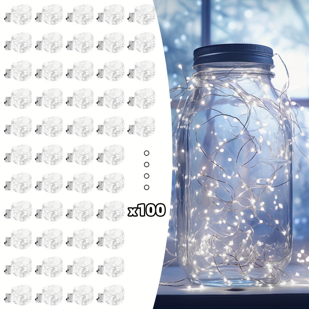 LED Fairy Lights Battery Operated 30 or 100 Pack 6.5ft 20 LED Silver Wire – Firefly String Lights for Wedding Christmas Halloween Bedroom Party & DIY Crafts