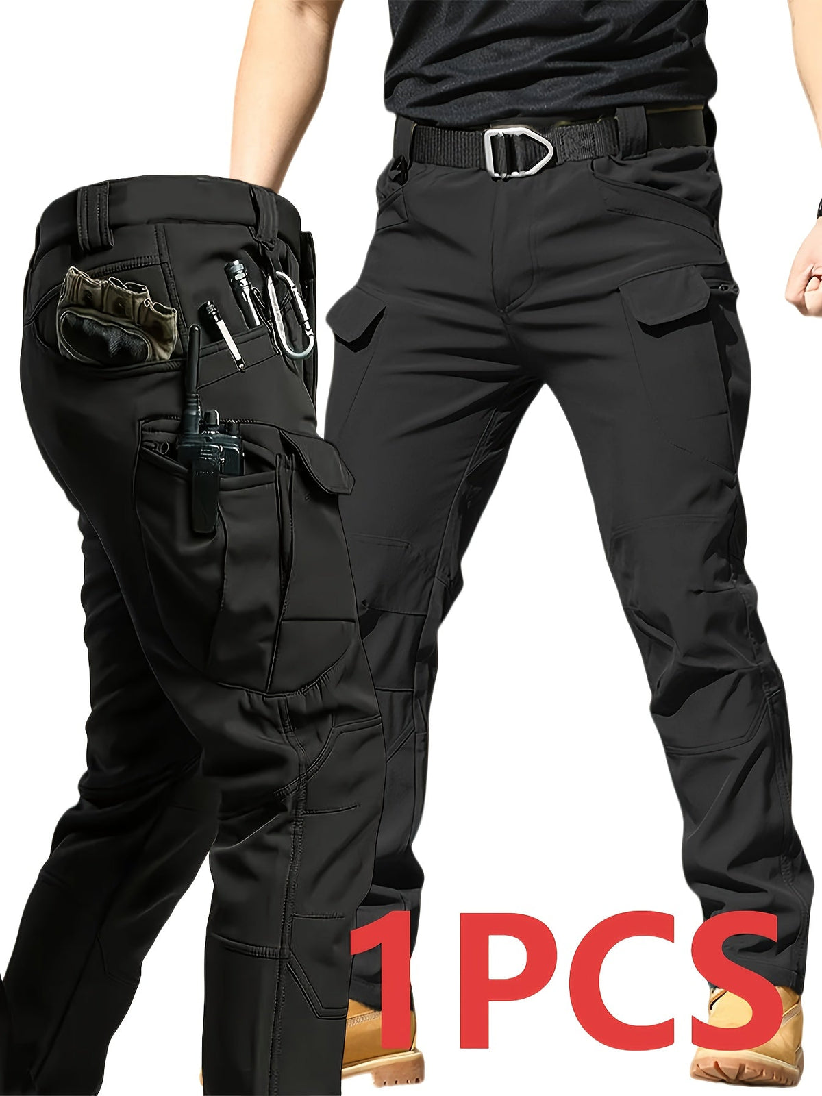 Men's Tactical Cargo Pants Lightweight Quick Dry – Breathable Multi-Pocket Hiking Pants with Belt, Relaxed Fit All-Season Outdoor Work Pants, Wear-Resistant – M to XXXL, Black / Grey / Khaki