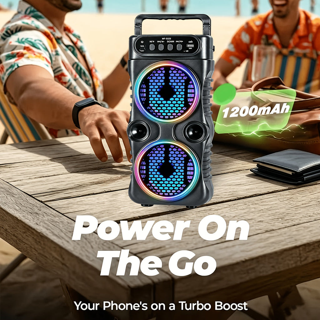 Portable Party Bluetooth Speaker with LED Light Show – Subwoofer Hi-Fi Stereo, Karaoke, BT/USB/TF/FM/AUX/TWS for Outdoor, Travel & Party