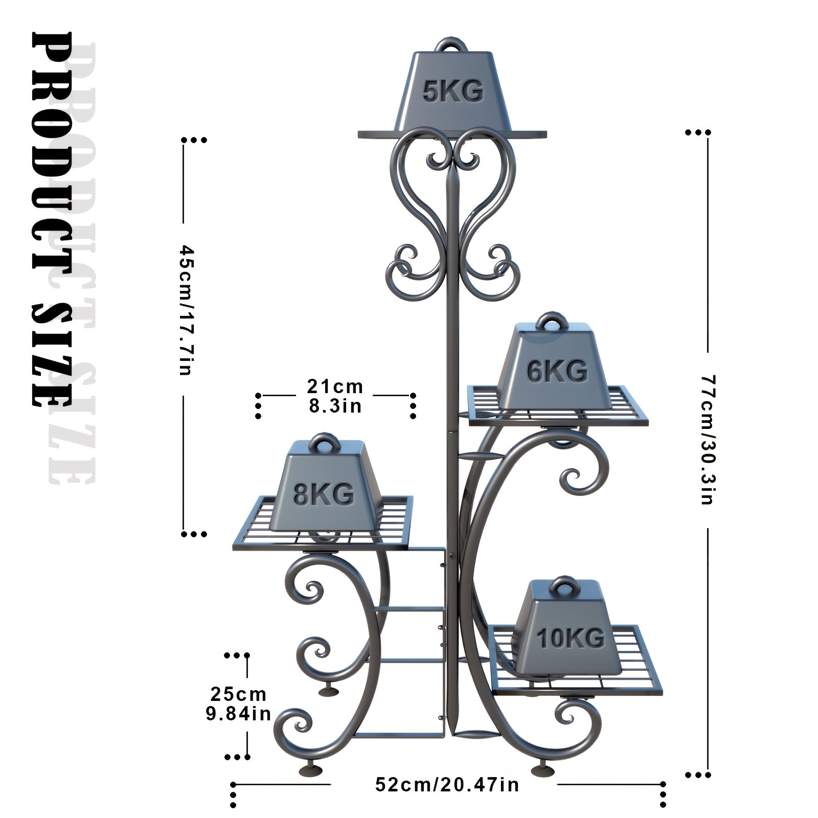 4 Tier Metal Plant Stand Indoor Outdoor Wrought Iron Corner Flower Pot Holder Display Rack Patio Balcony Garden Office Planter Shelf Black HYP-50 6 Tier