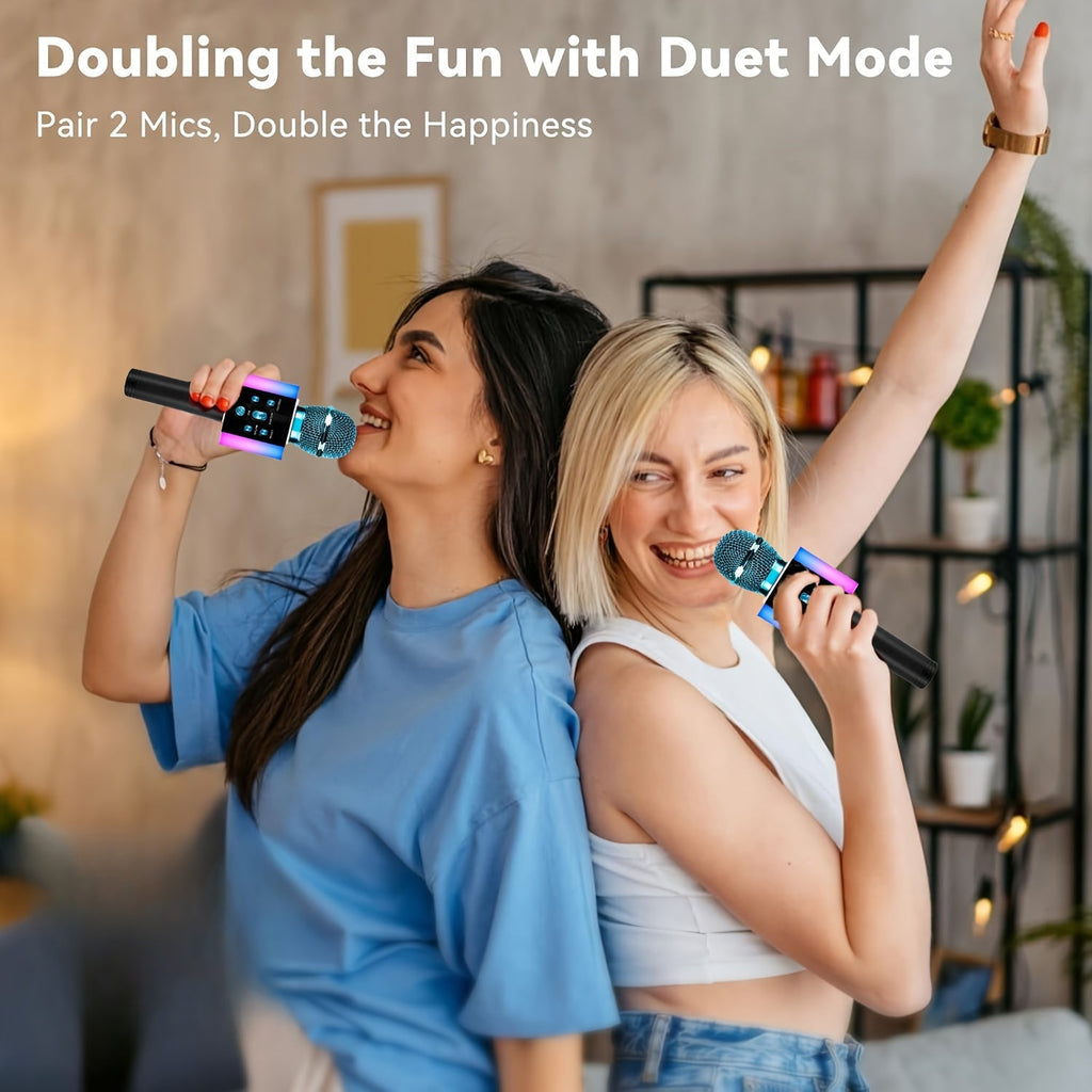 5-in-1 Wireless Karaoke Microphone with Built-In Speaker, LED Lights & Voice Changer – Portable Bluetooth Singing Mic for Parties, Family Gatherings, Travel & Outdoor Fun, 10 Colors