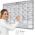 A3 Large Erasable Whiteboard Calendar – Reusable Dry Erase Monthly & Weekly Wall Planner for Office, Home & School, Includes Markers, Family Schedule, Gym & Yoga Planner