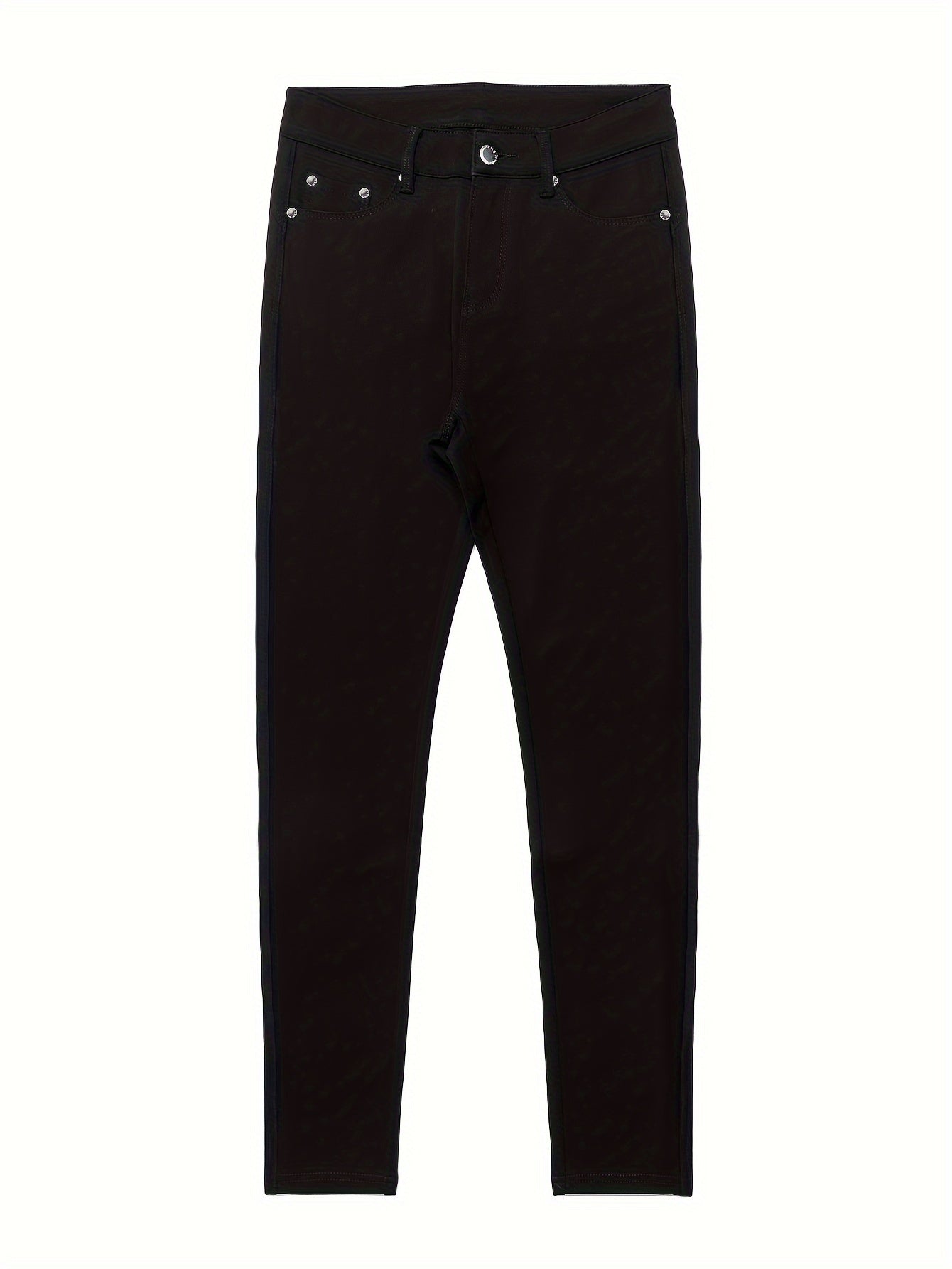 High Waist Stretch Skinny Jeans Women Metal Button Detail Street Style Slim Fit Denim Pants 10 Colors S-XXL