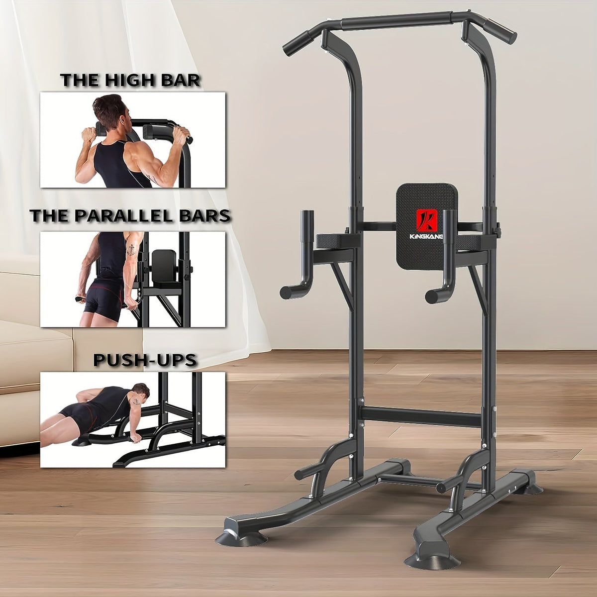 Freestanding Pull-Up Bar & Parallel Bar Station – Multifunctional Home Gym Equipment for Adults, Upper Body Strength Training, Dips Chin-Ups Push-Ups, Heavy Duty Single Parallel Bar Frame
