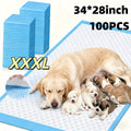 XXXL Disposable Dog Pee Pads 100 Pack Six-Layer Thickened Super Absorbent Leak-Proof Puppy Training Pads Large Pet Wee Pads Odor Control Tear-Resistant Indoor Outdoor Use Dog Supplies