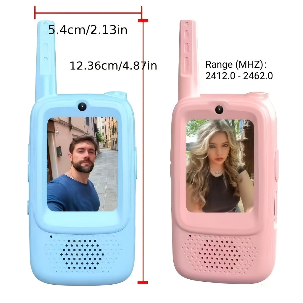 2-Pack Video Walkie-Talkie Set with HD Camera Voice Changer – UHF Handheld Two-Way Radio for Couples Camping Hiking Travel Outdoor Fun Gift Birthday Valentine Christmas