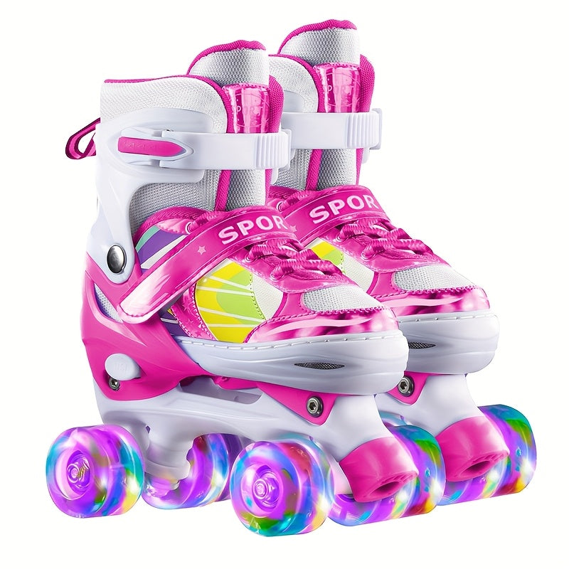 Kids Adjustable Roller Skates 3 Fit Levels Breathable Mesh – Beginner Children Skates in 6 Colors Lavender Purple Dusty Rose Powder Blue for Boys Girls Little Kid to Youth Sizes