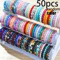 50 Pcs Glass Bead Bracelets Set Random Color – Colorful Handmade Stackable Friendship Bracelets Bulk Pack for Women Girls Kids, Party Favors, Gifts & DIY Jewelry Making