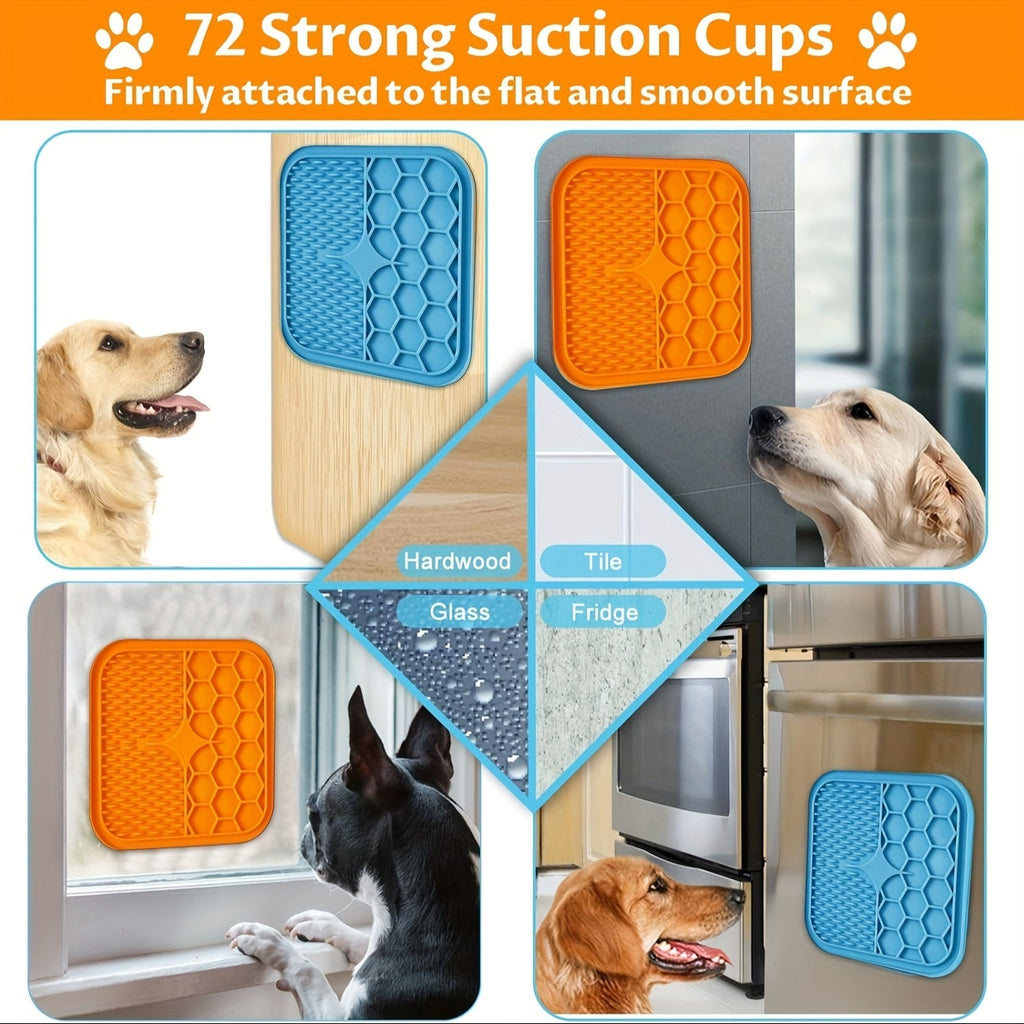 Licking Mat for Dogs and Cats with Suction Cup Slow Feeder Pad Bath Time Boredom Anxiety Relief Peanut Butter Treat Lick Mat 1 2 4-Pack