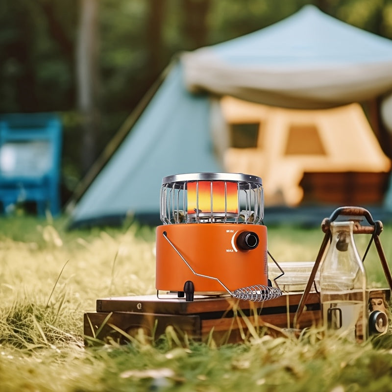 Propane Camping Stove 9000 BTU 2-in-1 Stove & Heater with Gas Hose & MAPP Converter – Adjustable Flame Portable Indoor Outdoor Gas Burner, Stainless Steel Compact Design for Camping Cooking & Emergency