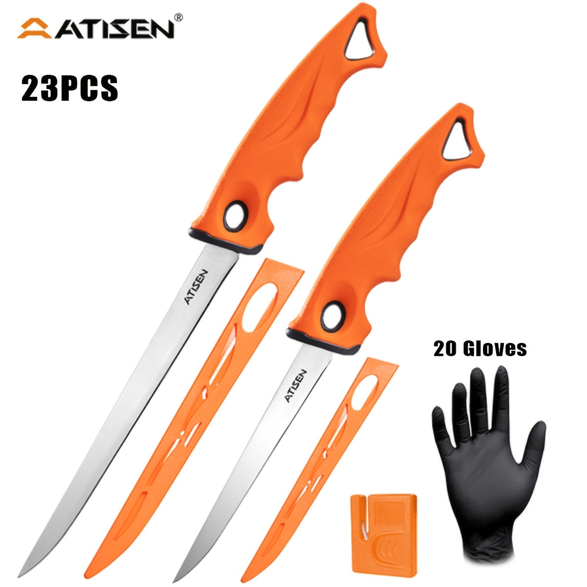 Fishing Knife Set 7/23/104/107-Piece – Stainless Steel Fillet Boning Gutting Knives with Line Cutter Camping Cutting Carving Tool Kit for Freshwater Saltwater Fishing Fisherman Gift for Men