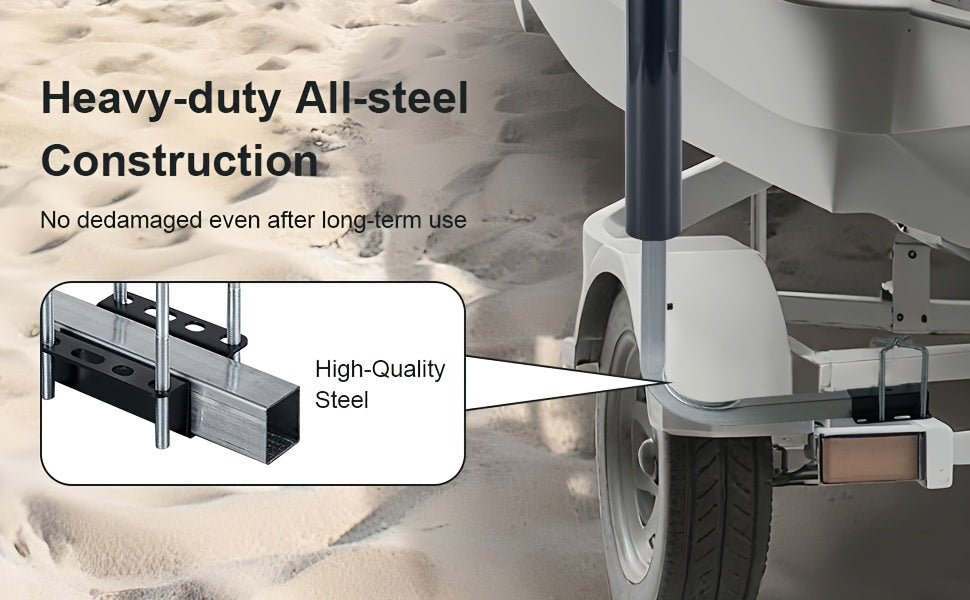 L-Shaped Adjustable Boat Trailer Guide Poles 31–60" – Galvanized Stainless Steel with Black PVC Sleeves, Corrosion-Resistant Trailer Guide Ons for Ski Boat Fishing Boat Sailboat, Black or White