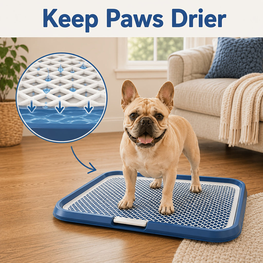 Leak-Proof Dog Potty Tray Indoor Puppy Toilet with Removable Grating Washable Pee Pad Holder for Apartment Puppy Training Pet Potty Station for Small Medium Dogs Easy Clean