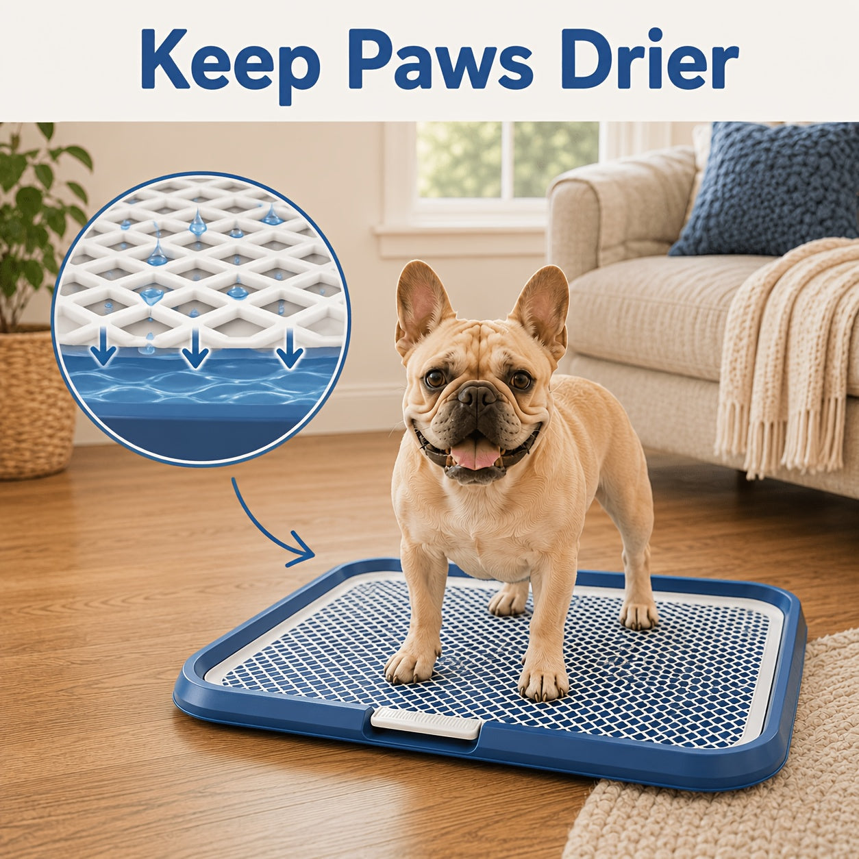 Leak-Proof Dog Potty Tray Indoor Puppy Toilet with Removable Grating Washable Pee Pad Holder for Apartment Puppy Training Pet Potty Station for Small Medium Dogs Easy Clean
