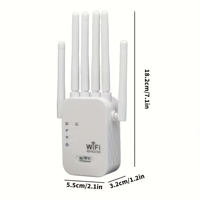 WiFi 6 Range Extender 1200Mbps AX1200 – Dual Band 2.4GHz/5GHz 6 High-Gain Antennas One-Click Setup Full Home Coverage Mesh Network Booster for Smart TV Gaming Console Smartphone Tablet