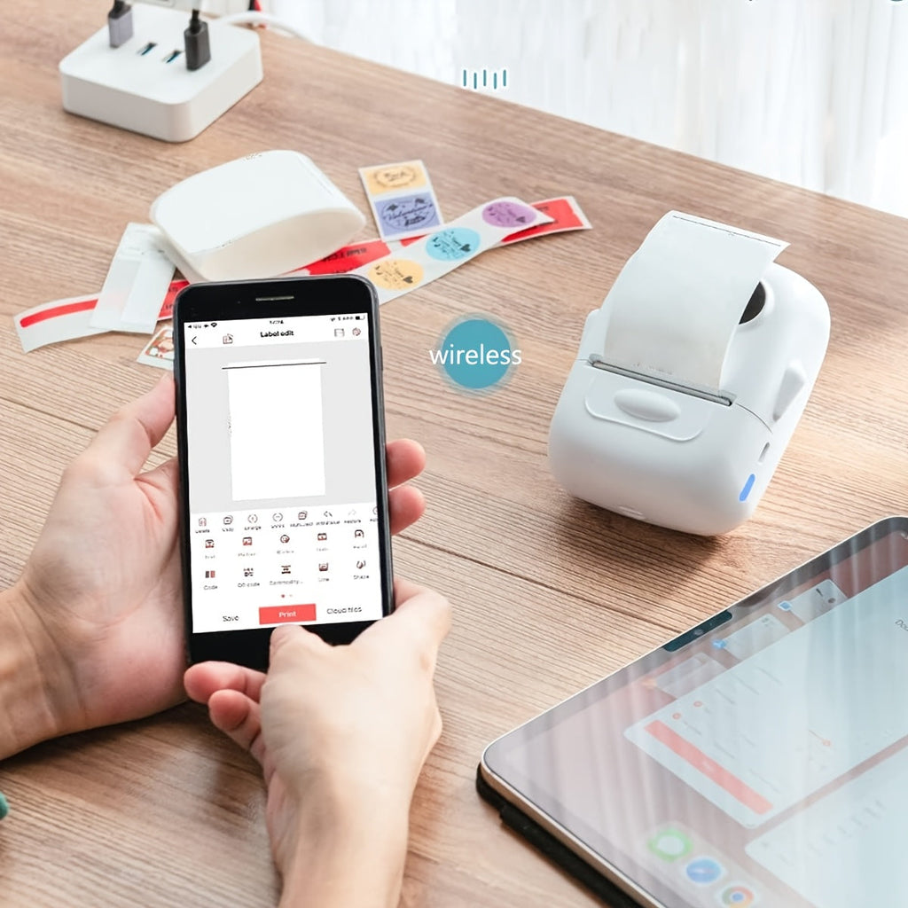Marklife 2-Inch Portable Wireless Thermal Label Printer – Bluetooth Inkless Sticker Maker for iPhone & Android, Small Business Shipping Labels, Kitchen, Office & Home Organization, Includes 1 Roll White Labels
