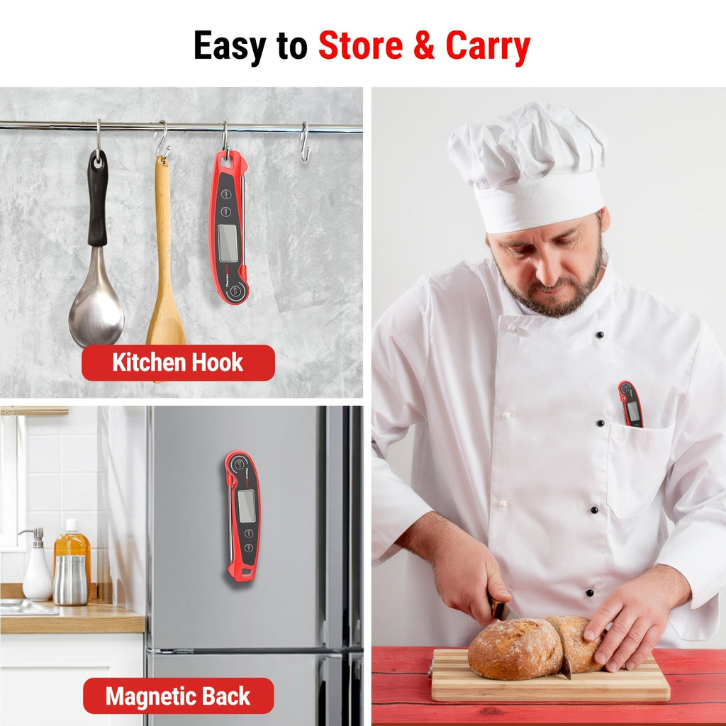 Instant Read Meat Thermometer with Motion Sensing Foldable Probe Digital Food Thermometer for Kitchen BBQ Grill Smoker Candy Oil Cooking -58°F to 572°F Fast 2-3 Second Response