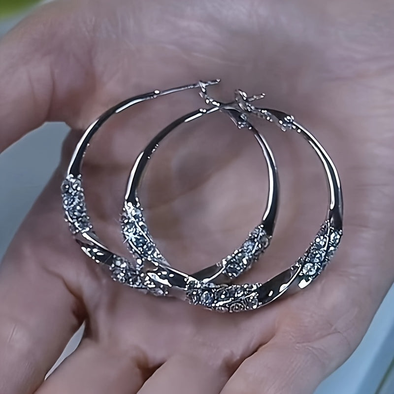 925 Sterling Silver Oversized Hoop Earrings for Women – Minimalist Large Round Hoops Vintage Elegant Daily Party Fashion Jewelry Gift for Her