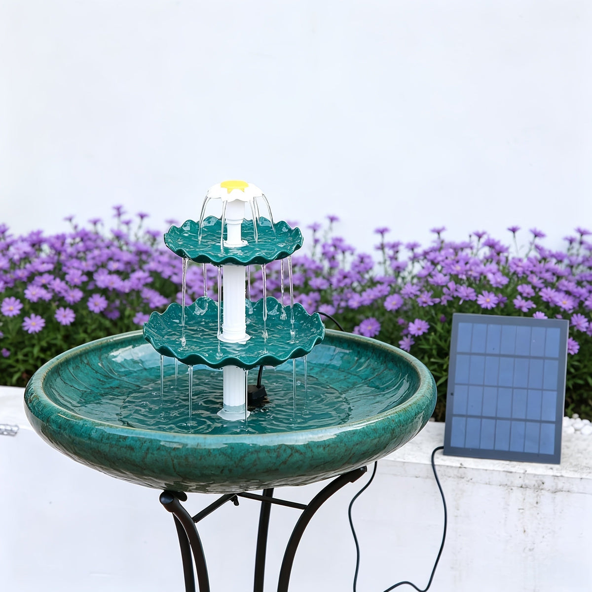3-Layer Solar Bird Bath Fountain 3.5W – Outdoor Garden Courtyard Decor Solar Powered Fountain Pump, No Wiring Needed, Dark Green Light Blue or Fountain-Only, Single & Three Tier Options