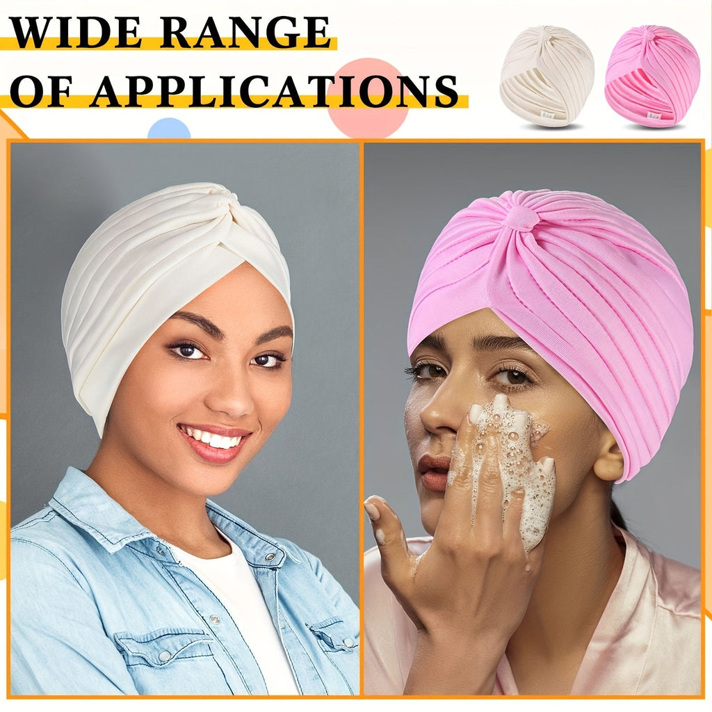 15-Pack Bohemian Turban Head Wraps Women – Pre-Tied Pleated Multicolor Twisted Hair Wraps Breathable Ultra-Soft Headbands Chemo Hair Loss Everyday Style