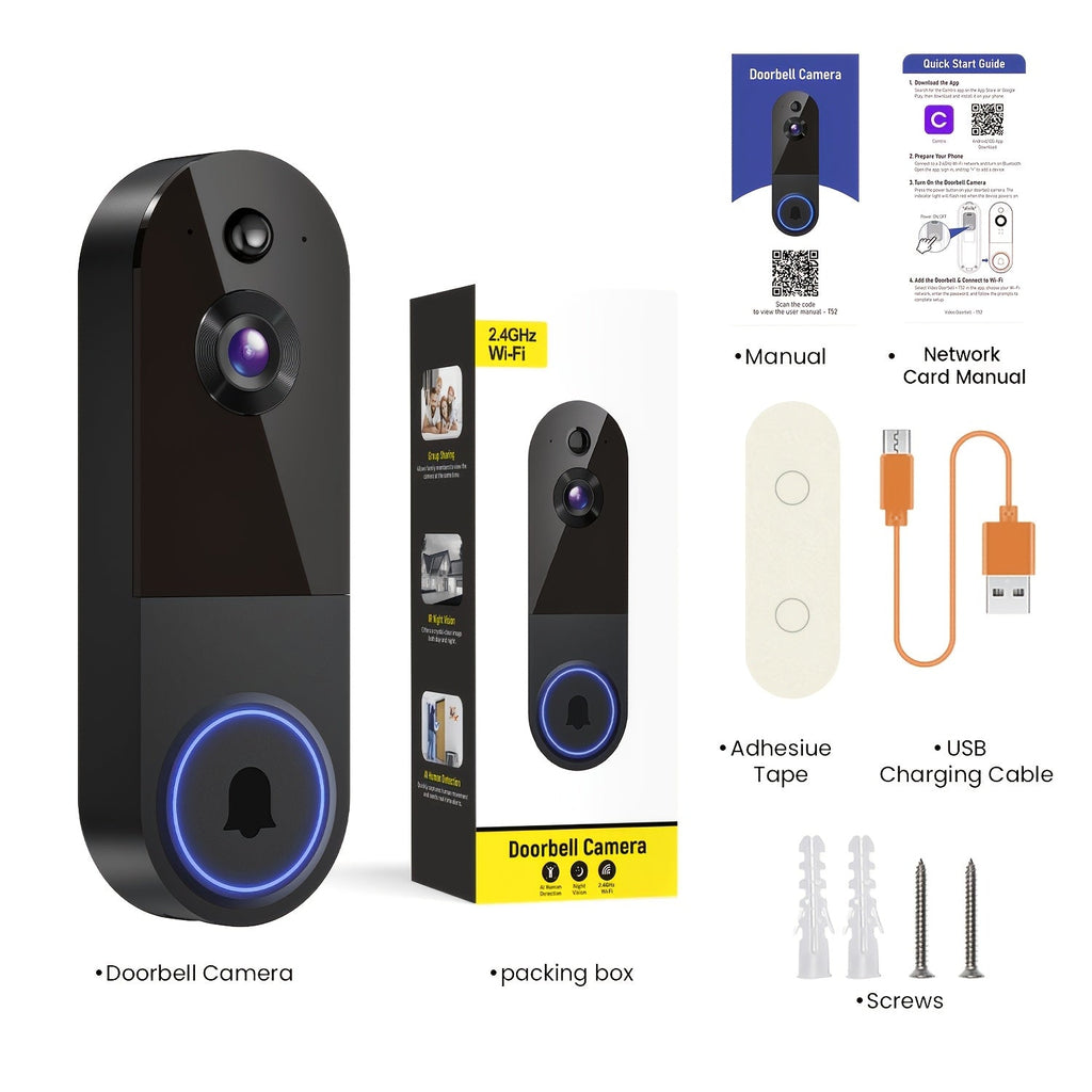 2K Wireless Smart Doorbell Camera – WiFi Video Doorbell with Night Vision, AI Snapshot, Two-Way Intercom, Rechargeable Battery & Local Storage, Home Security Camera for Front Door