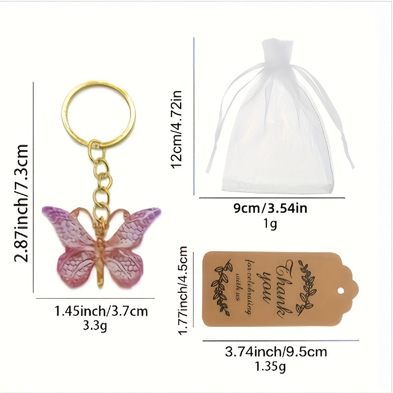 36pcs Gradient Butterfly Keychains Bulk Set – Elegant Butterfly Charm Keychains with Round Ring Clasp for Wedding Favors, Birthday Party, Bridal Shower & Baby Shower Gift Bags