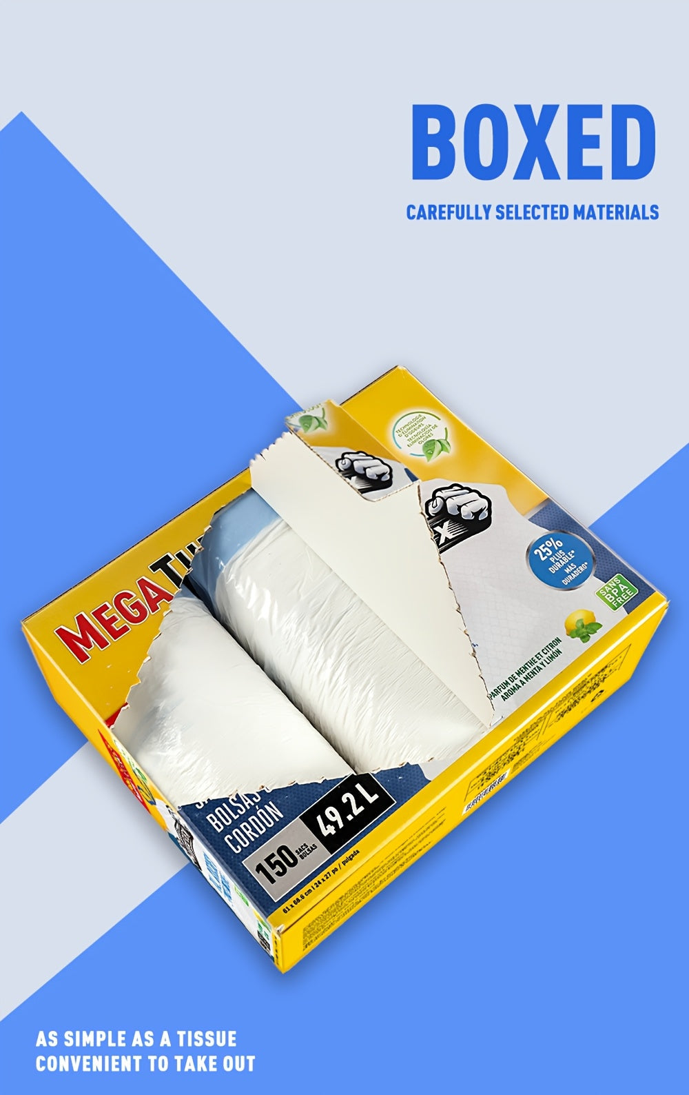 13 Gallon Drawstring Kitchen Trash Bags Odor Eliminator Lemon Mint Scent Puncture Tear Resistant Disposable Garbage Bags 78-Count 150-Count Box Value Pack