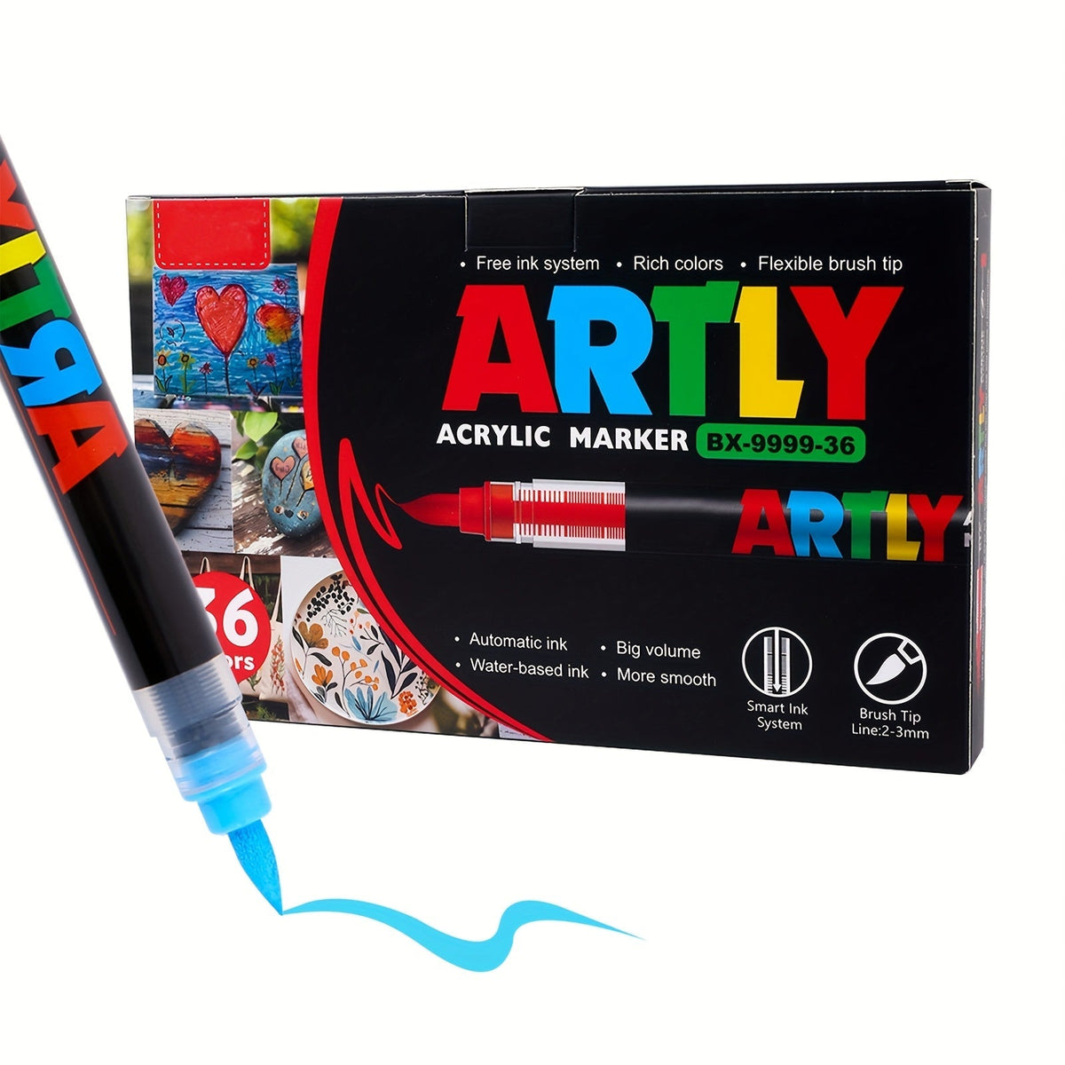 Acrylic Paint Markers Brush Tip – 12/24/36/48/60/72/120/168 Colors for Rock, Metal, Glass, Wood, Canvas, Ceramic & Plastic, DIY Hand-Painting Art Supplies, Back to School Halloween Christmas Birthday Gift
