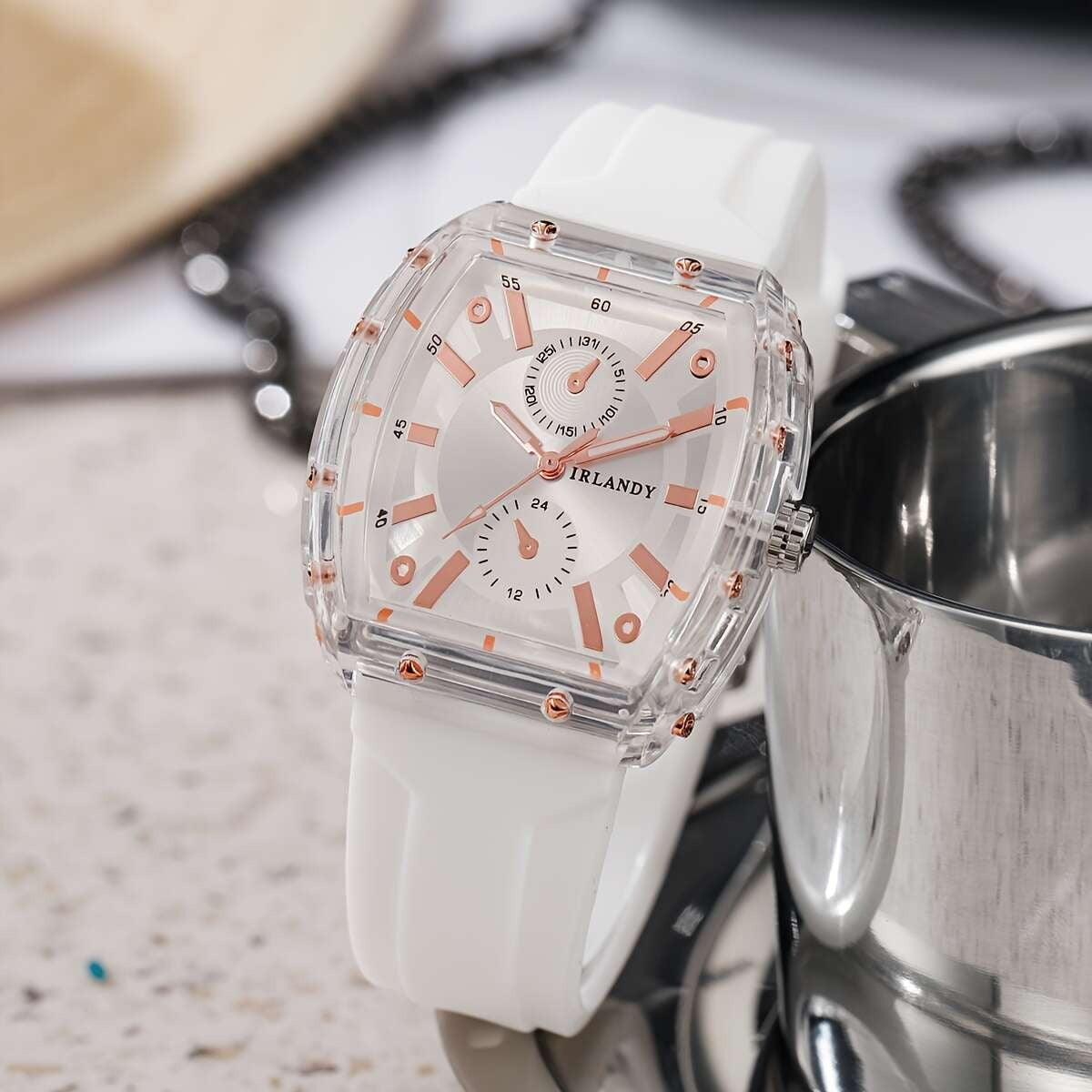 5-Pack Men's Quartz Watches – Casual Sport Minimalist Alloy Case Silicone Strap Barrel Dial Wristwatch Set Daily Wear Father's Day Birthday Holiday Gift