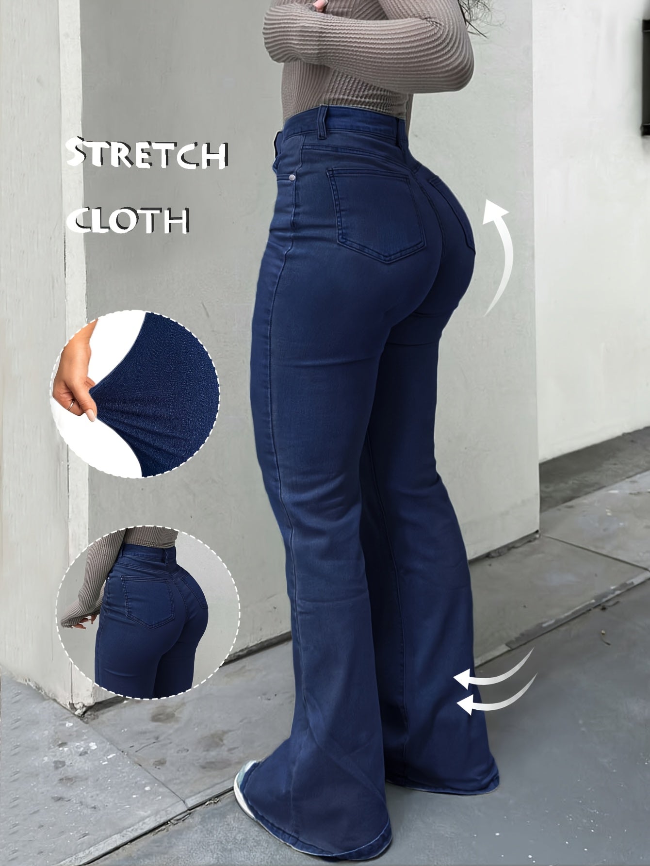 Y2K Vintage High-Waist Straight Leg Denim Jeans Women High Elastic Waistband Solid Color Long Pants 12 Colors XS-XXL Streetwear