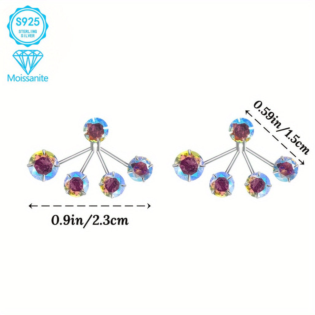 925 Sterling Silver Colorful Moissanite Torus Hoop Earrings for Women – Unique Boho Dazzling Design, Hypoallergenic Cute Delicate Jewelry for Party Daily Wear Christmas Festival Gift