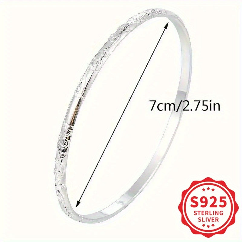 5 Piece 925 Sterling Silver Geometric Bracelet Set for Women – Hypoallergenic Minimalist Stackable Jewelry Perfect Mother's Day Daily Wear Gift for Her