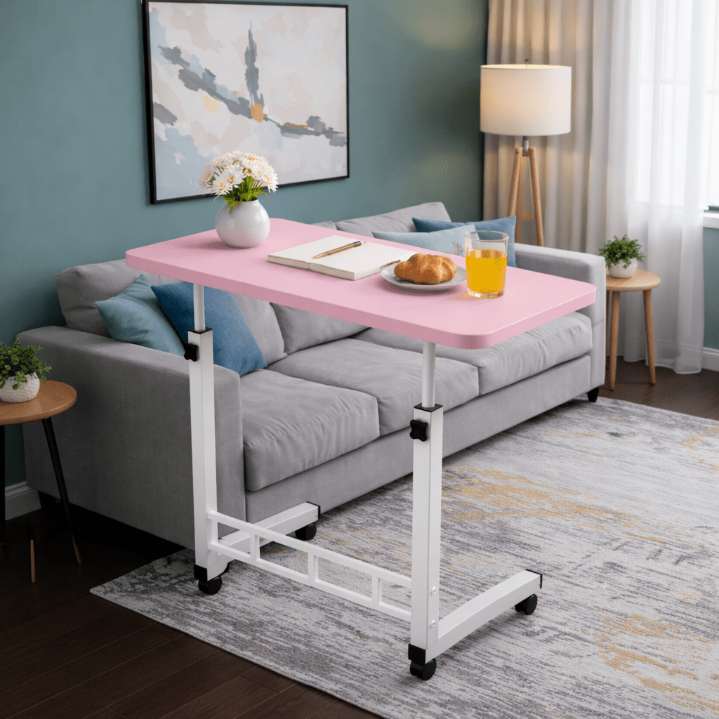 Height Adjustable Mobile Laptop Table with Wheels Rolling Bedside Computer Desk for Bed Sofa Bedroom Dorm Room Small Spaces Home Office Work Study Gaming 8 Colors