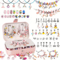 134pcs Charm Bracelet Making Kit – Cute DIY Jewelry Beading Set with 120 Beads, 6 Bracelets, 6 Necklaces, Jewelry Box & Gift Bag, Best Birthday New Year Gift for Girls Kids Teens