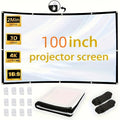 Portable Projector Screen 4K HD 72 100 120 Inch 16:9 Foldable Wrinkle-Free Outdoor Indoor Movie Screen 160° Wide View Dual-Sided for Home Theater Camping Party Presentations